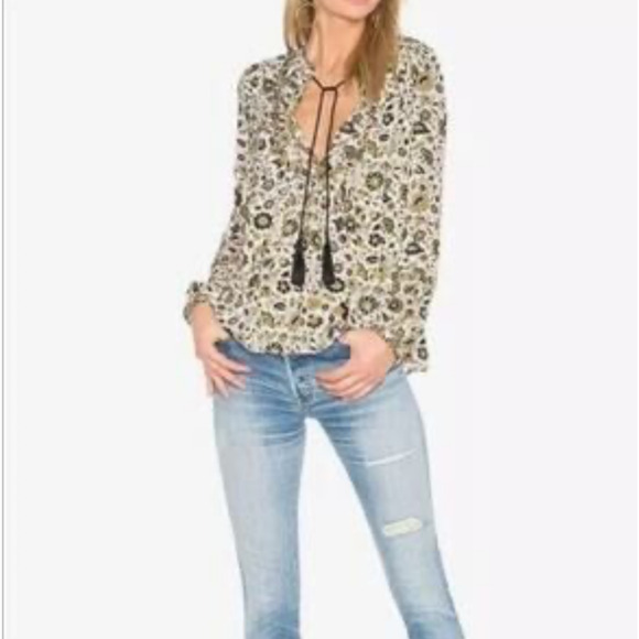 ALC Silk Floral Paisley Long Sleeve Blouse Size 6 - Picture 2 of 9